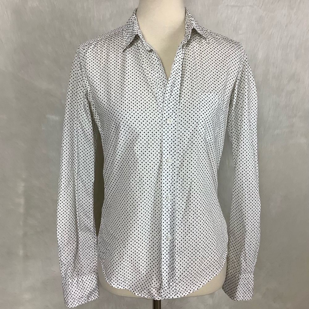 Frank & Eileen Black & White Micro Floral Button Front Barry Shirt XS